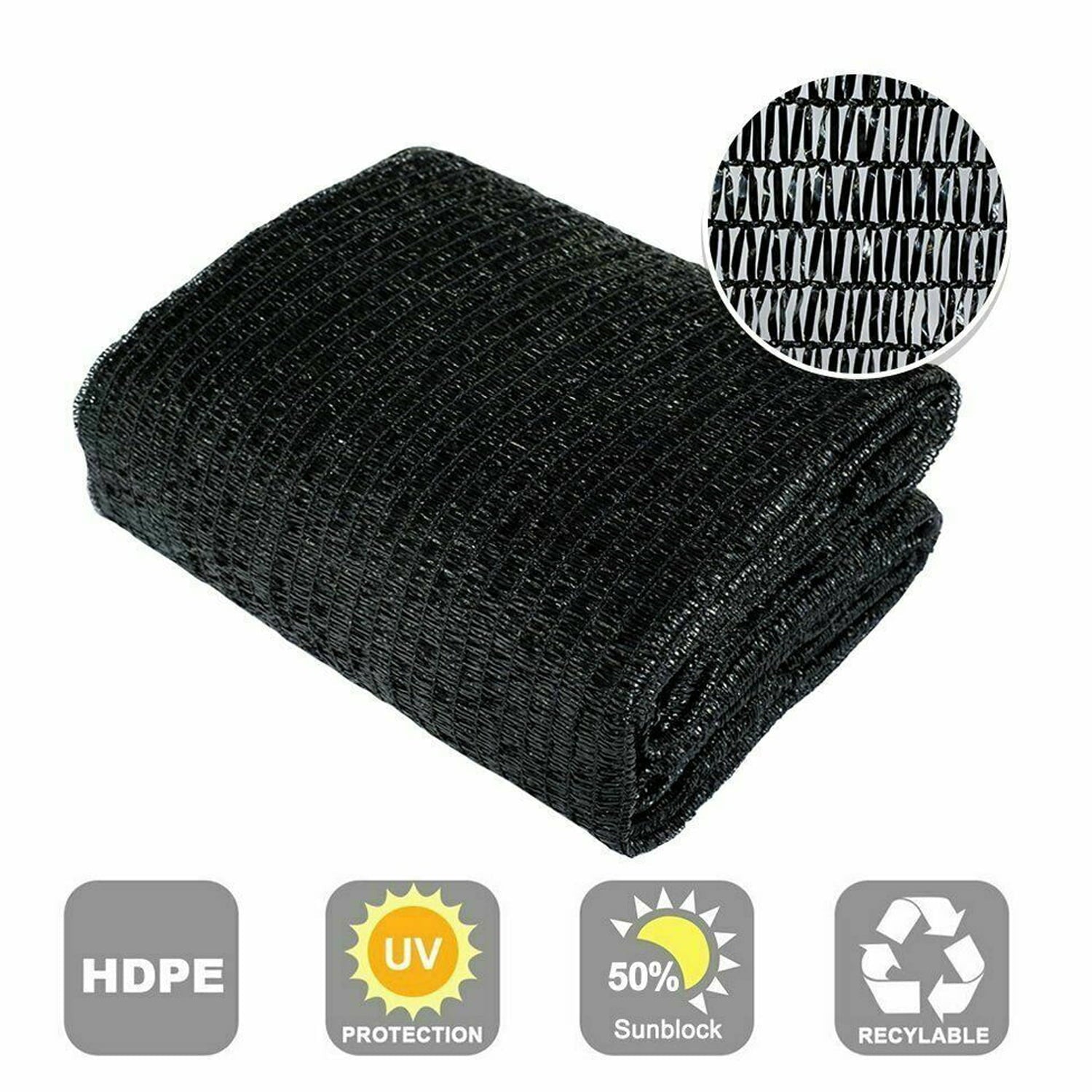 50% Sunblock Shade Cloth for Garden Patio, 6x6ft, Black