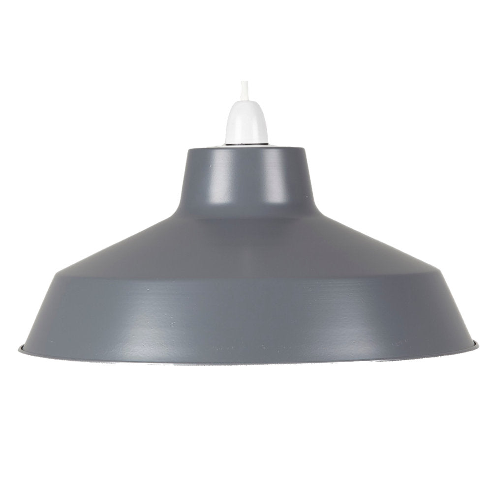 Loxton SP390GY Grey Metal Vintage Retro Easy Fit Pendant Shade 35cm