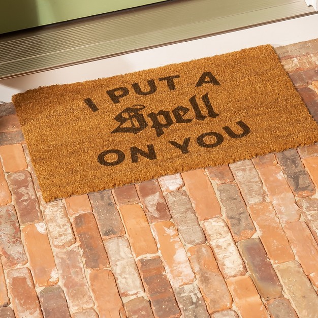 Evergreen 16 X 28 Halloween Greeting Coir Mat I Put A Spell On You For Indoor And Outdoor Decor