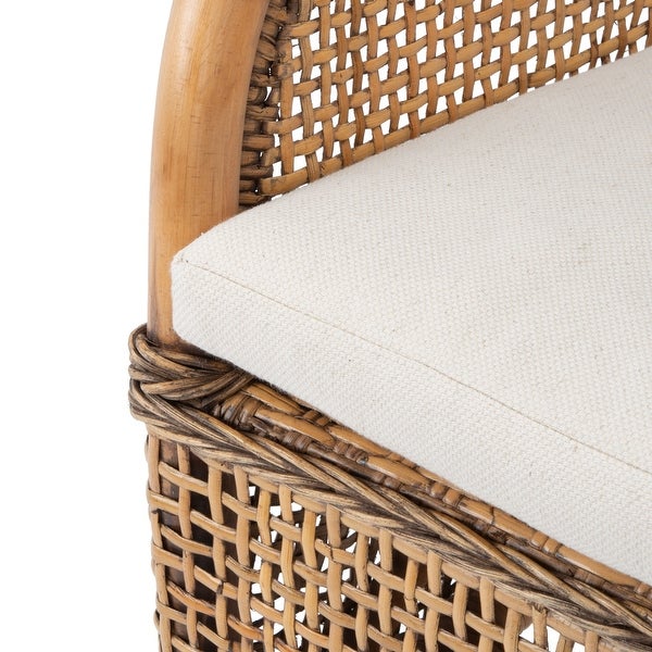 SAFAVIEH Charlie Coastal Rattan Accent Chair with Cushion - 23.4