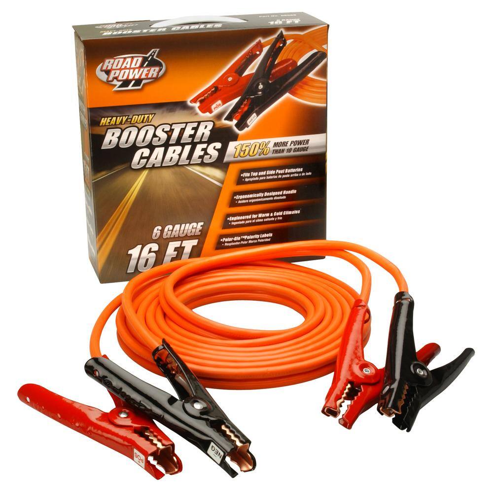 Road Power 16 ft. 6-Gauge 350 Amp Orange Booster Cables 85660103