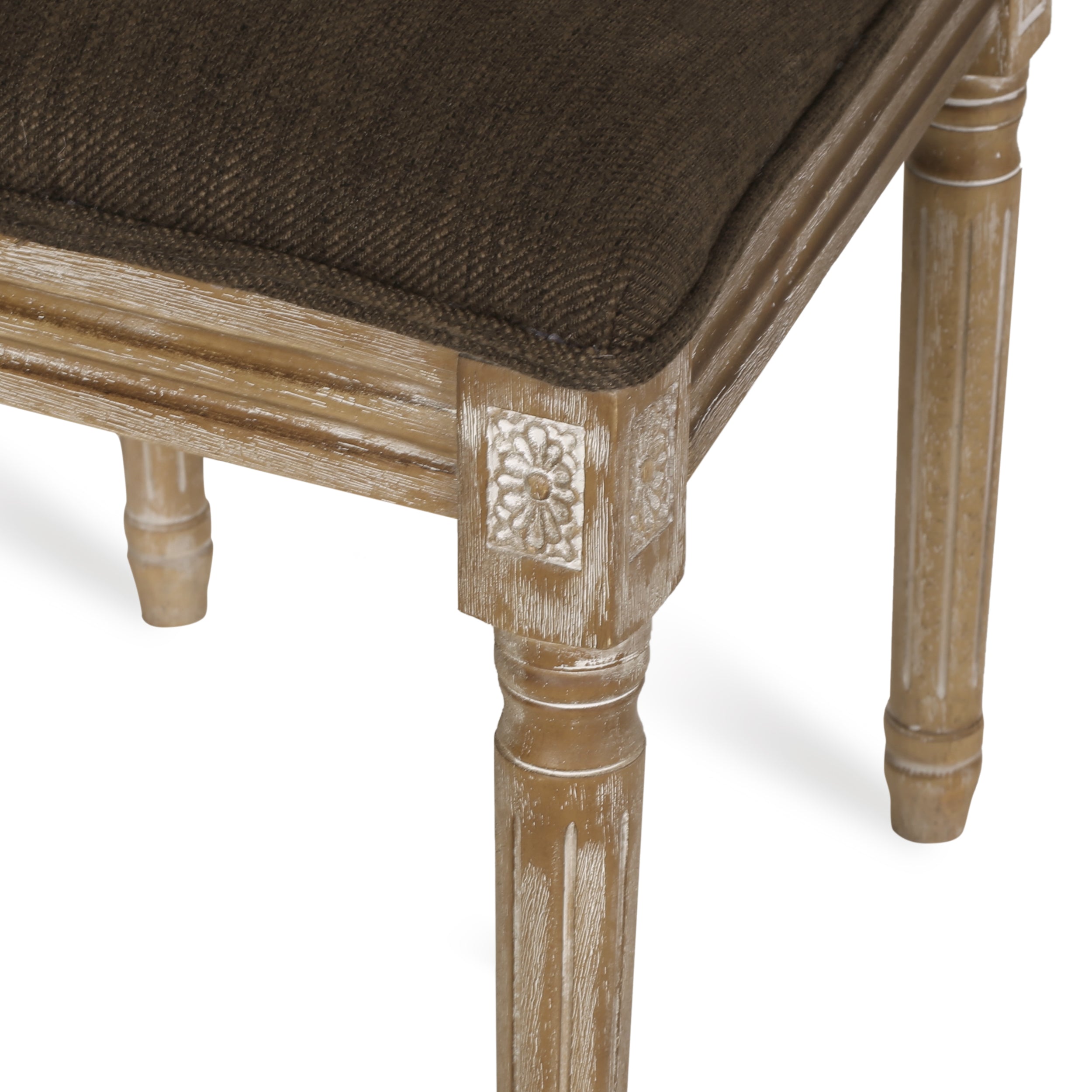 Brownell French Country Wood and Cane Upholstered Dining Chair, Set of 4