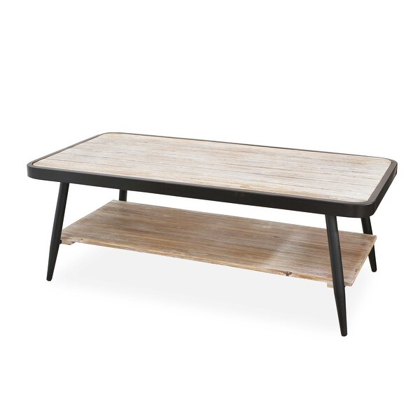 Industrial Style Distressed Whitewash and Gray Coffee Table - 44.7 W x 22 D x 16.2H