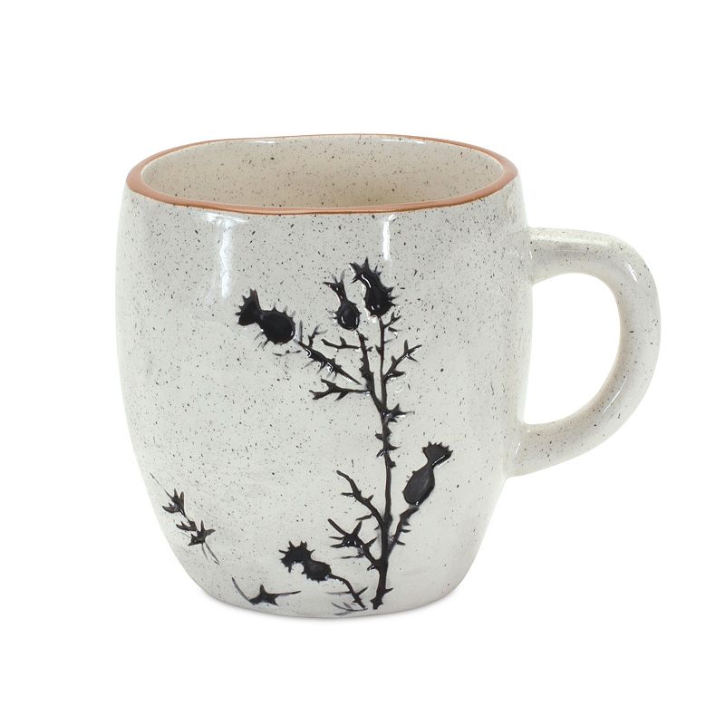 Rustic Thistle Etched Mug With Speckled Finish (set Of 4)