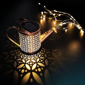 EpicGadget Outdoor Solar Garden Watering Can with Fairy Lights, Outdoor Hanging Lantern for Thanksgiving Christmas Decoration Retro Metal Solar Lights with Hook for Pathway, Landscape, Lawn, Yard