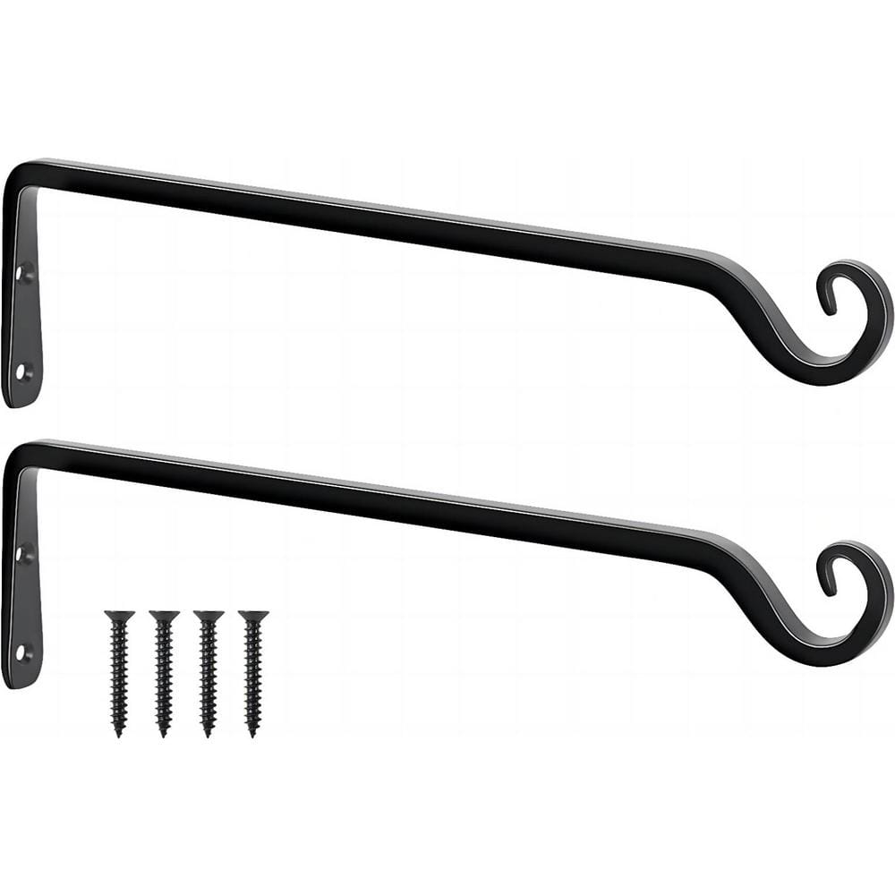 Cubilan 15 in. Hand-Forged Hanging Plant Bracket Heavy-Duty Metal Plant Hangers (2-Pack) B08G4JMXP5