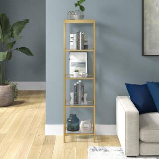 MeyerCross Alexis 70 in. Brass 4-Shelf Standard Bookcase BK0817