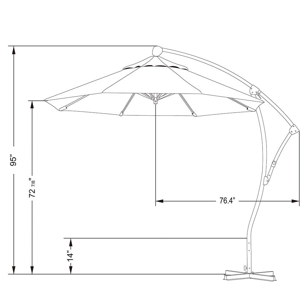 California Umbrella 9 Ft. Octagonal Aluminum 2-Way Tilt Cantilever Patio Umbrella W/ Crank Lift and Aluminum Ribs