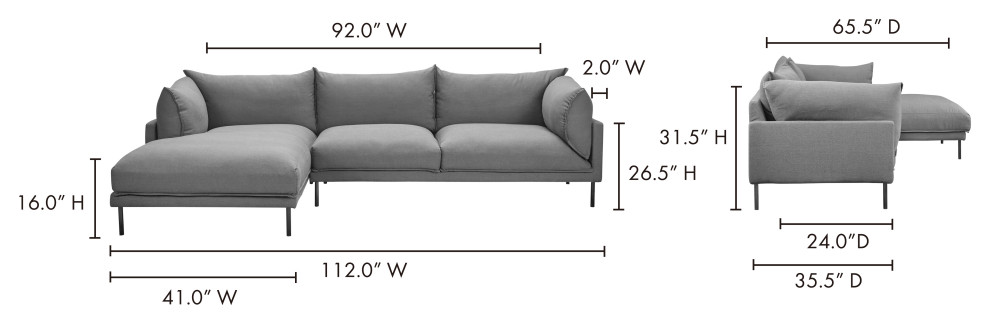 Jamara Sectional  Charcoal   Midcentury   Sectional Sofas   by Moe  x27s Home Collection  Houzz