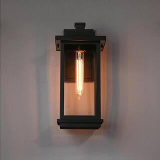 LNC Modern 1-Light Matte Black Outdoor Wall Lantern Sconce with Clear Glass Shade for Pool HouseFront Porch Wall Light MJZF2EHD1156W68