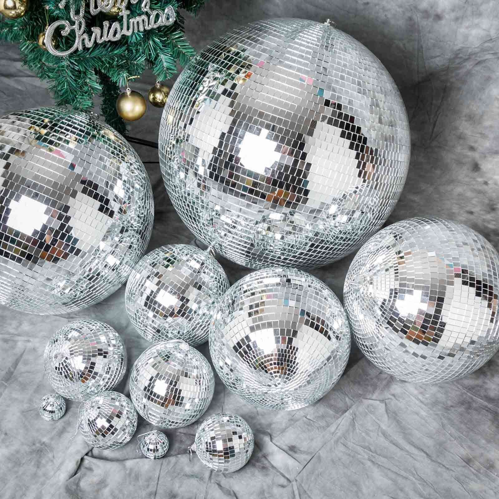 4 Pack Silver Foam Disco Mirror Ball With Hanging Strings, Holiday Christmas Ornaments 6