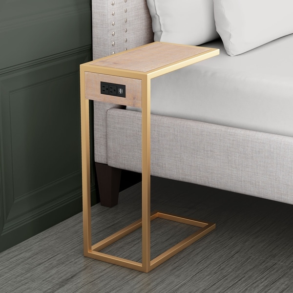 Ike Side Table Brown and Gold - Brown， Gold - 18.1