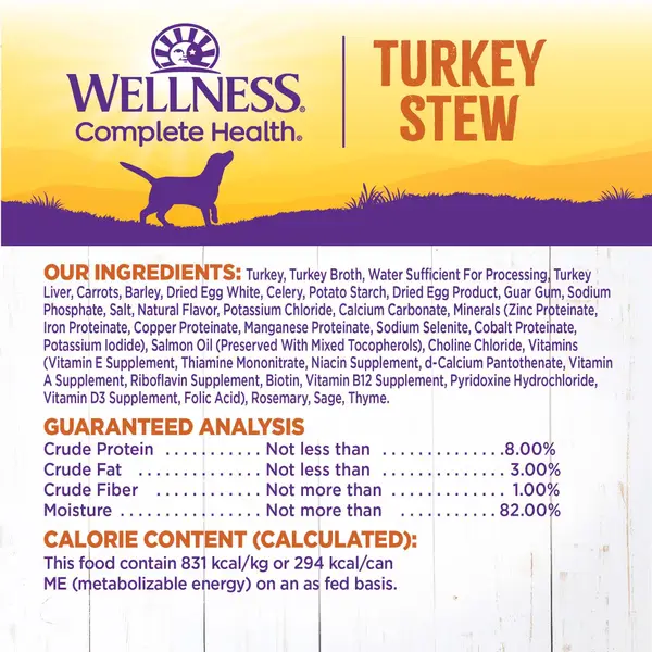 Wellness 12.5 oz Turkey Stew Thick and Chunky Natural Canned Dog Food