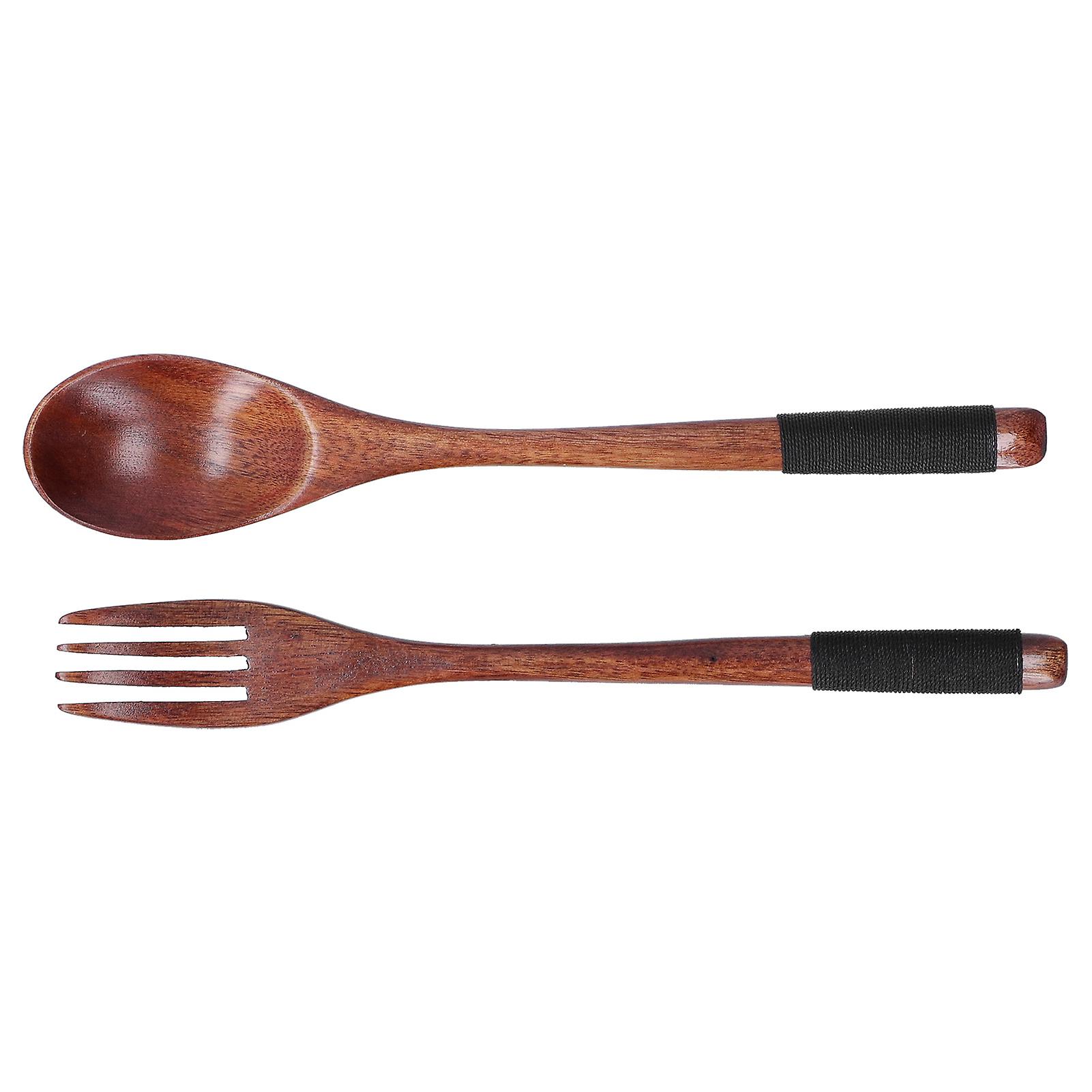 Japanese Style Cutlery Set Wooden Spoon Fork Soup Teaspoon Kitchen Cooking Utensil Tools