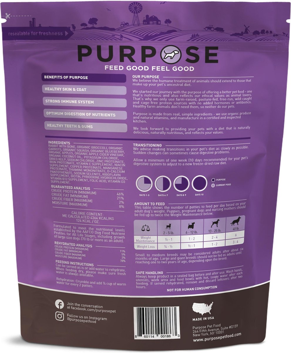 Purpose Rabbit and Veggie Grain-Free Freeze-Dried Dog Food