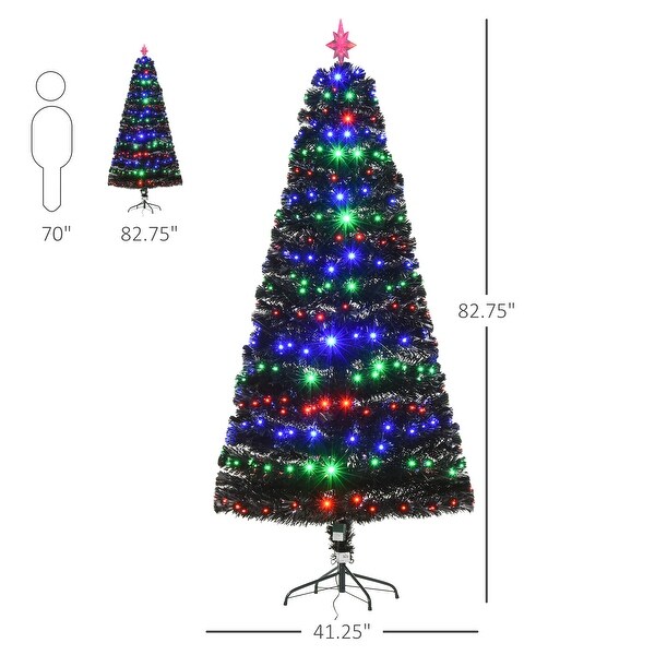 HOMCOM 7 ft. Prelit Christmas Tree with Stand，LED Christmas Tree with Lights