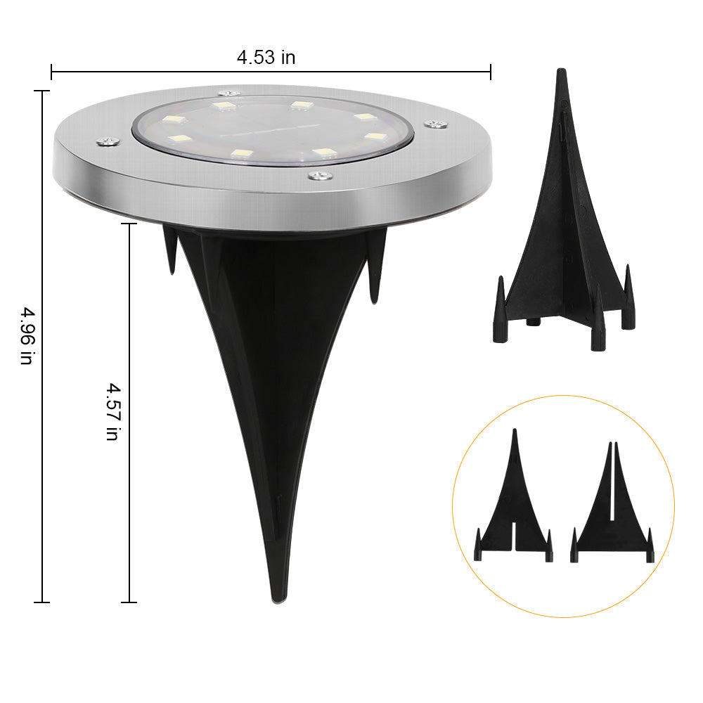 Solar Ground Lights, 8 LED Solar Garden Lights, Outdoors Solar Disk Lights, Waterproof In-Ground Lights by Haitral