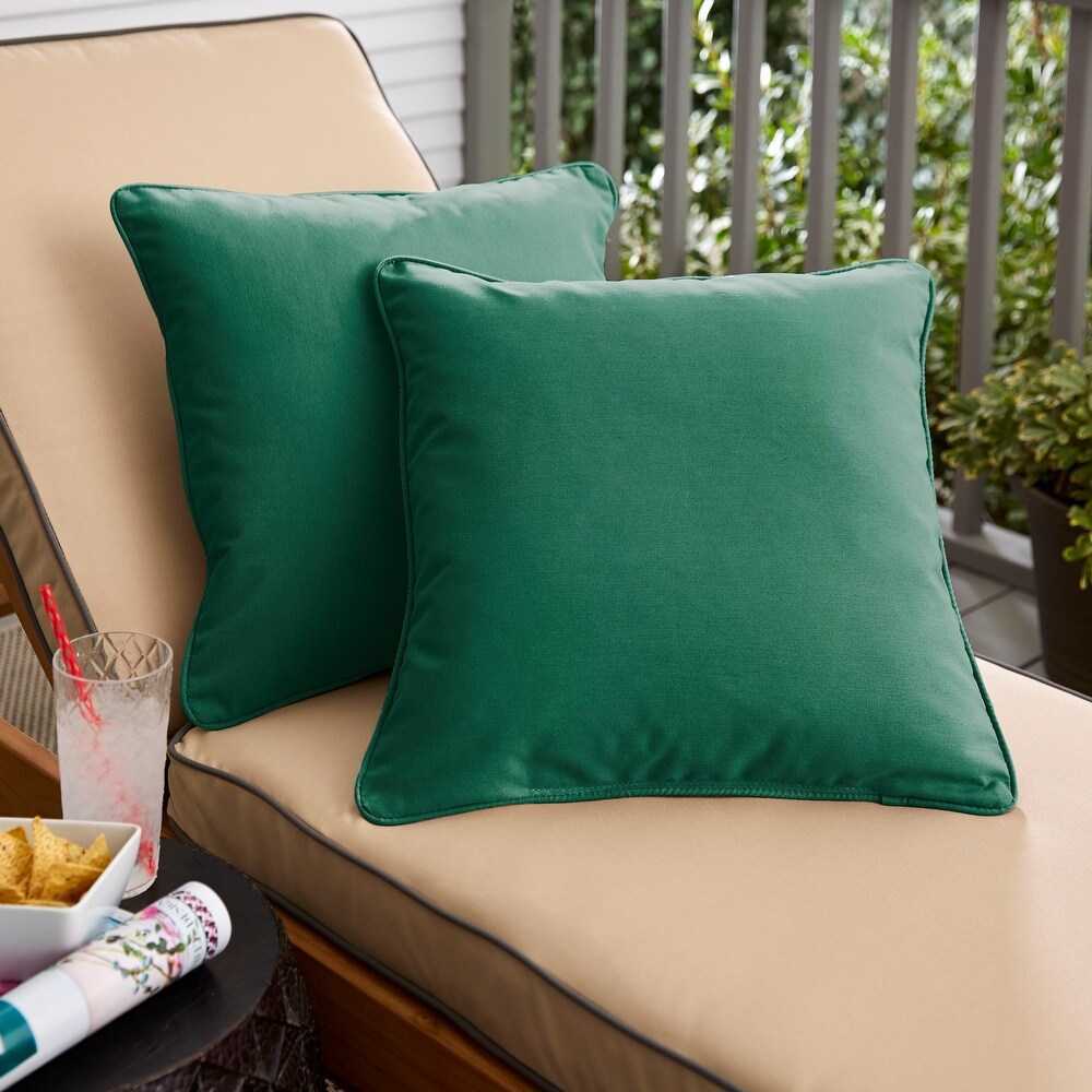 Sunbrella Forest Green Indoor/Outdoor Corded Pillow  Set of 2