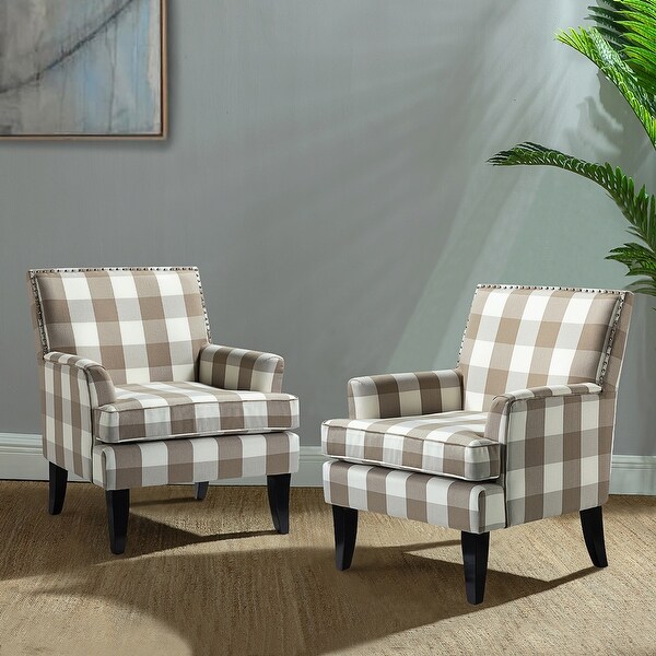 Akorda Classic Patterned Upholstered Nailhead Trim Armchairs Set of 2 by HULALA HOME