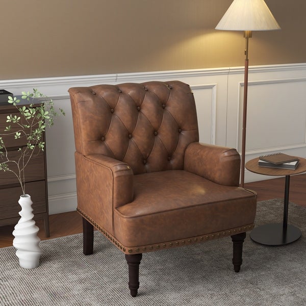 PU Leather Living Room Accent Chair with Tufted Back