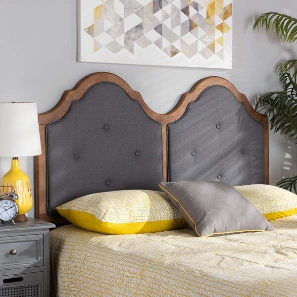 Falk Vintage Classic Fabric and Wood Arched Headboard in Grey - - 34237144