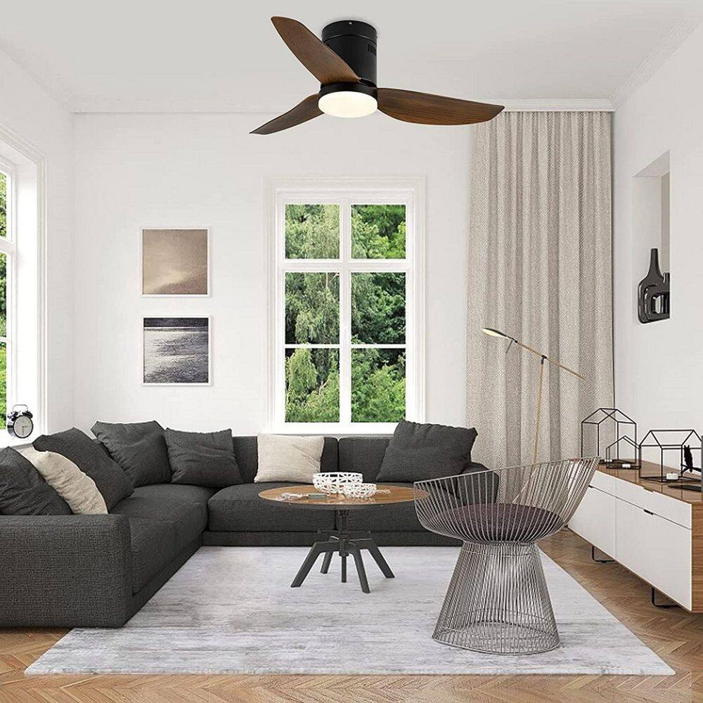 JESHUA 40 in. Brown Indoor Ceiling Fan with LED Light and Remote Control 6-Speed Modes 2 Rotating Modes HIFANXCEIL40BROWN