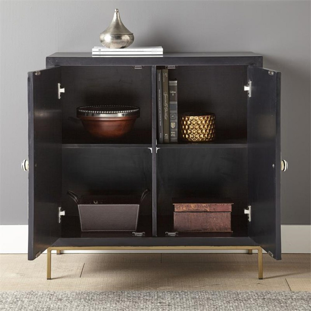 Home Square 2 Door Wood Accent Cabinet Set in Black and Ivory (Set of 2)   Contemporary   Accent Chests And Cabinets   by Homesquare  Houzz