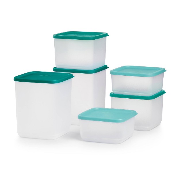 Tupperware 12pc Square Stacking Food Storage Containers With Lids Green