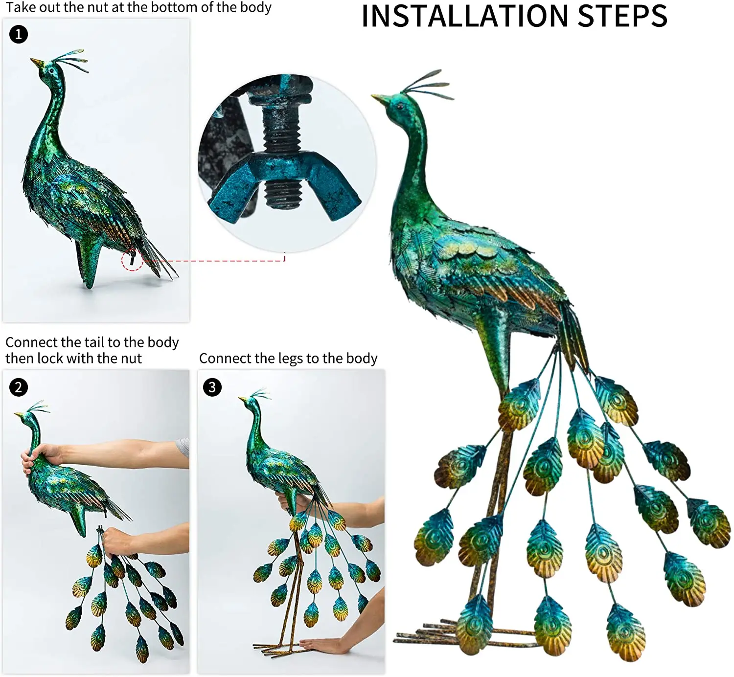 Zhongpin Supply Garden Animal Outdoor Backyard Porch Patio Decorations Peacock Garden Decoration Outdoor