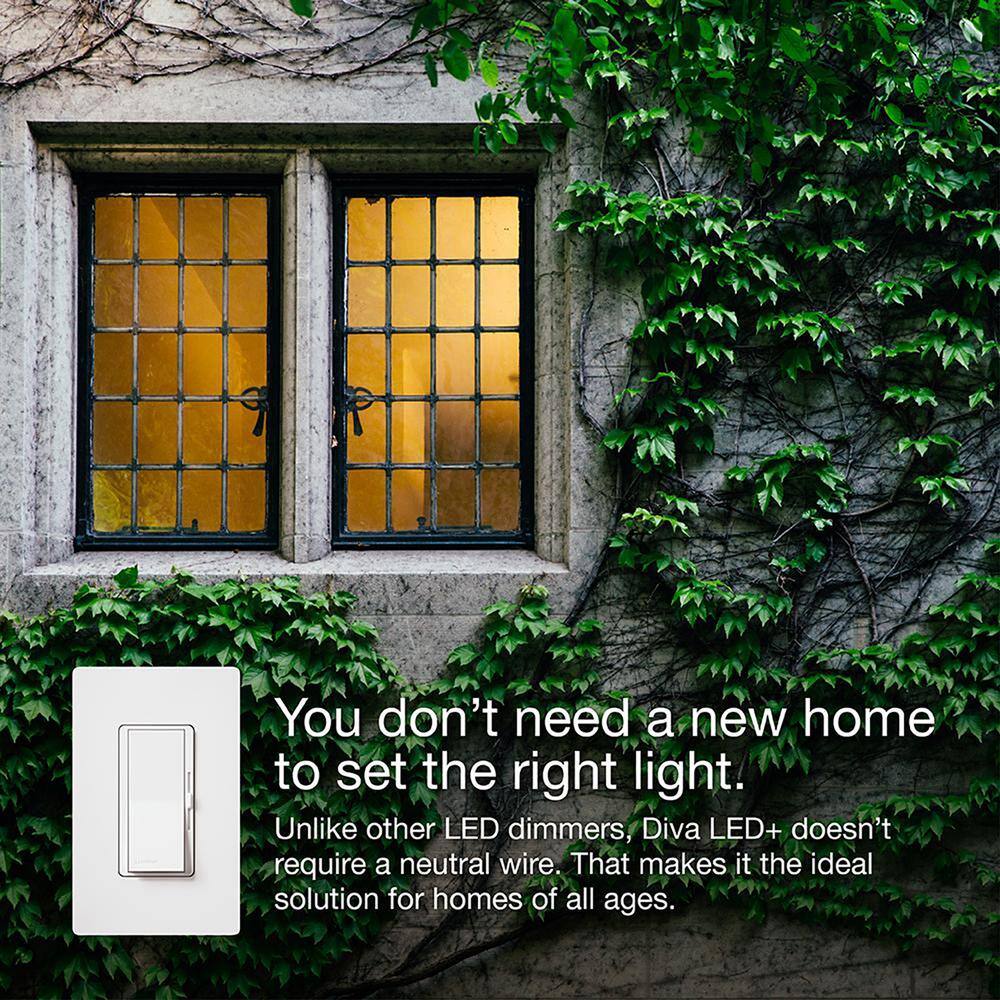 Lutron Diva LED+ Dimmer Switch for Dimmable LED Bulbs 250-WattSingle-Pole or 3-Way Light Almond (DVCL-253P-LA) DVCL-253P-LA