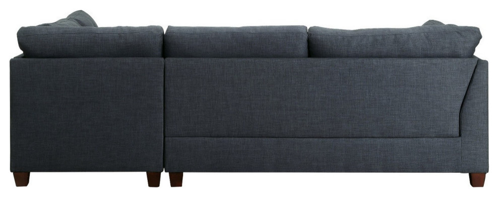 Sectional Sofa With Ottoman And Nailhead Trim  Blue   Transitional   Sectional Sofas   by VirVentures  Houzz