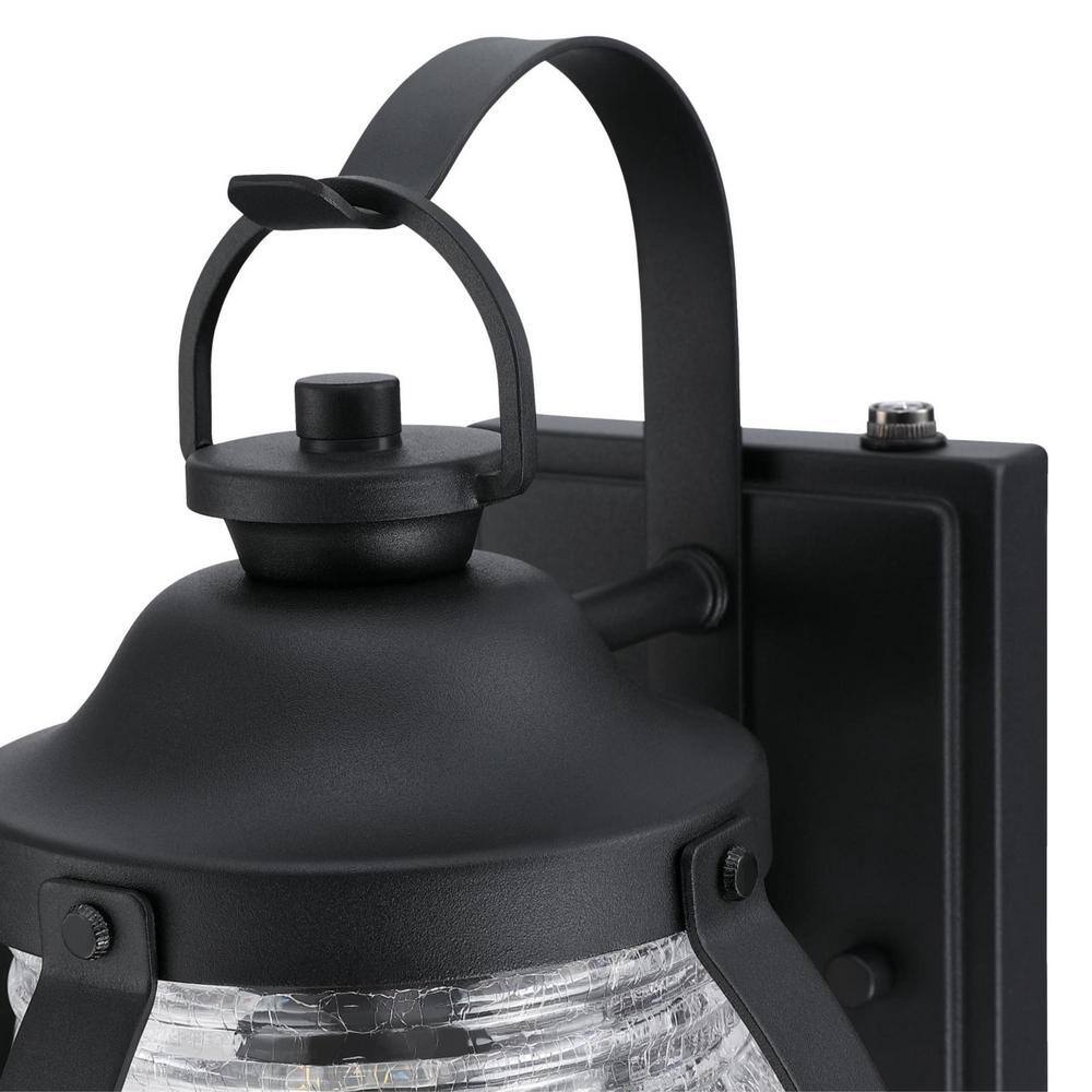 Westinghouse Canyon 1-Light Textured Black Outdoor Wall Mount Lantern with Clear Crackle Glass Dusk to Dawn Sensor 6120400