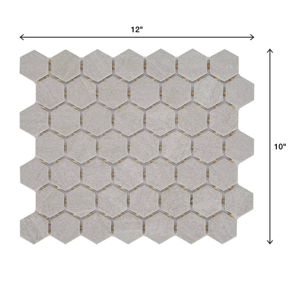 Daltile Nova Falls Gray 10 in. x 12 in. x 6.35 mm Ceramic Hexagon Mosaic Floor and Wall Tile (0.81 sq. ft.Each) NP1015HEXHD1P2