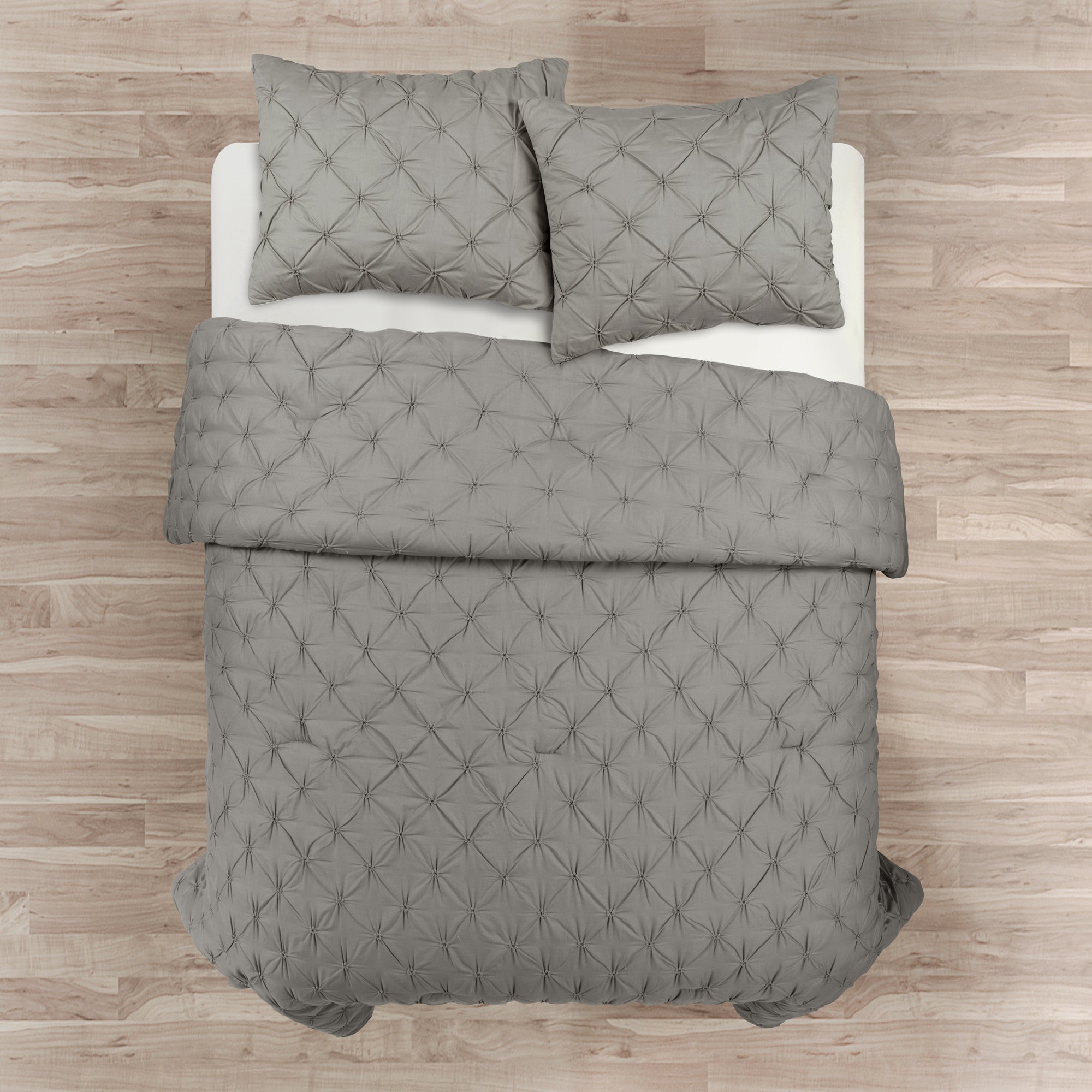 Ravello Pintuck 100% Cotton Comforter 3 Piece Set