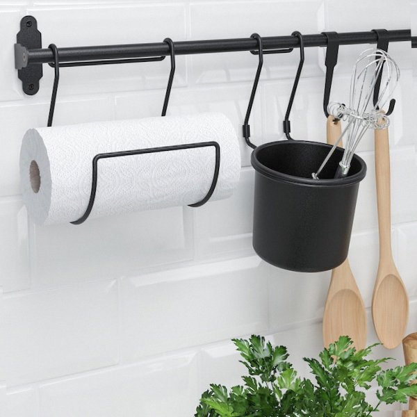 IKEA HULTARP Rail Black 23 1/2 Kitchen Storage Hanging Wall 004.487.69