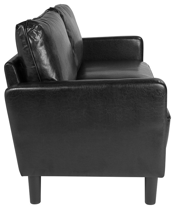 Washington Park Upholstered Sofa  Black LeatherSoft   Midcentury   Sofas   by First of a Kind USA Inc  Houzz