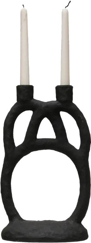 Matte Black Resin Double Taper Candle Holder