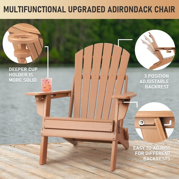 Vrakae Adjustable and Folding Adirondack Chair with Cup Holder