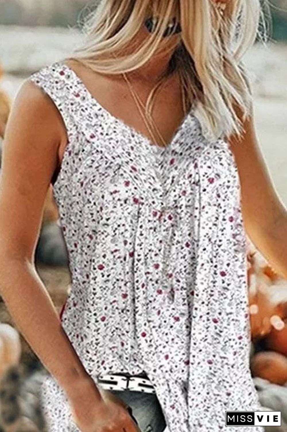 Floral V Neck Tank Top