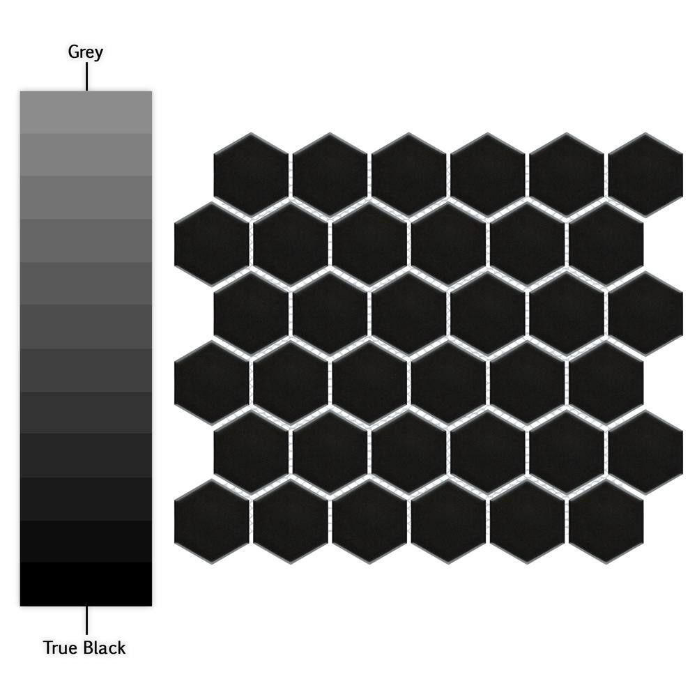 Merola Tile Metro 2 in. Hex Black Porcelain Mosaic Tile (10.0 sq. ft.Case) FXLM2HMB