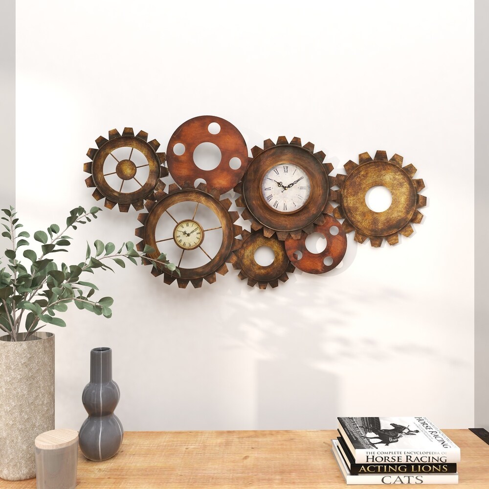 Brown Metal Gear Wall Clock