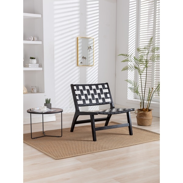 Solid Wood Frame Chair With White Wool Carpet