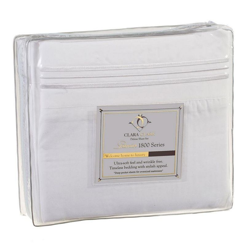 Queen Size 4 Piece Sheet Set In White Microfiber