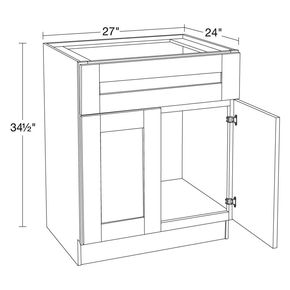 Home Decorators Collection Veiled Gray Plywood Shaker Stock Assembled Sink Base Kitchen Cabinet Soft Close (27 in. x 34.5 in. x 24 in.) SB27-WVG