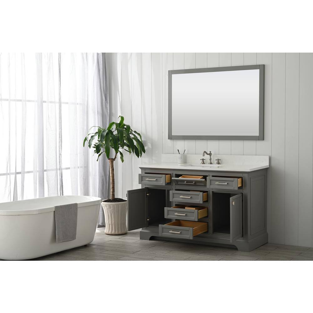 Design Element Milano 54 in. W x 22 in. D x 34 in. H Bath Vanity in Gray with White Quartz Top ML-54-GY