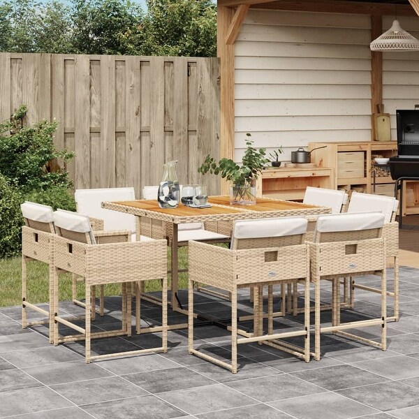 vidaX Patio Dining Set with Cushions Poly Rattan