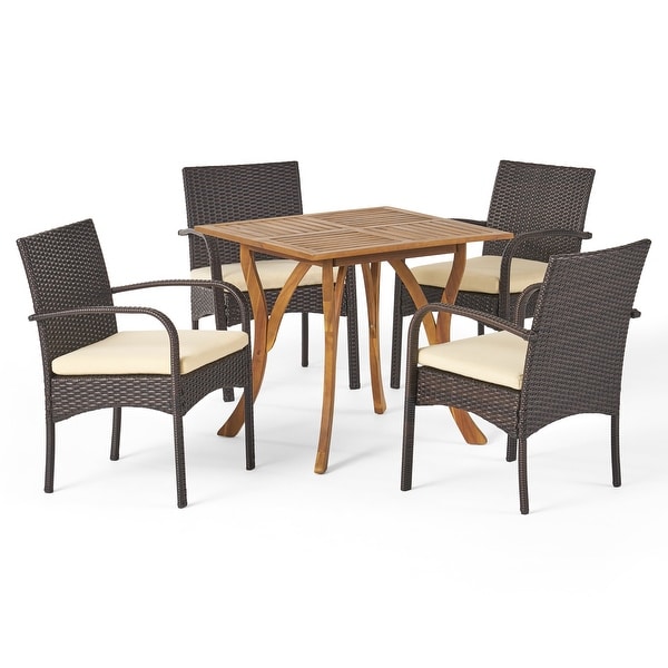 Hartford Acacia Wood and Wicker 5piece Dining Set by Christopher Knight Home