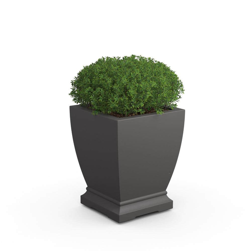 Mayne Acadia 16 in. Square Self-Watering Graphite Grey Polyethylene Planter 5915-GRG