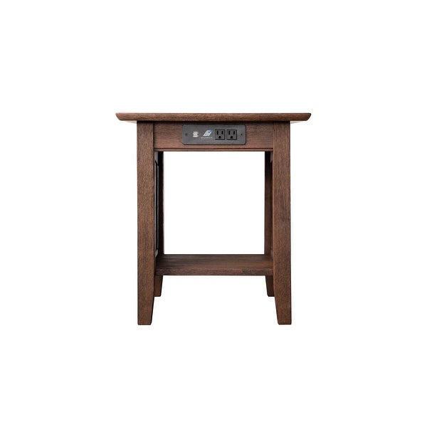 Nantucket End Table with Charging Station in Burnt Amber