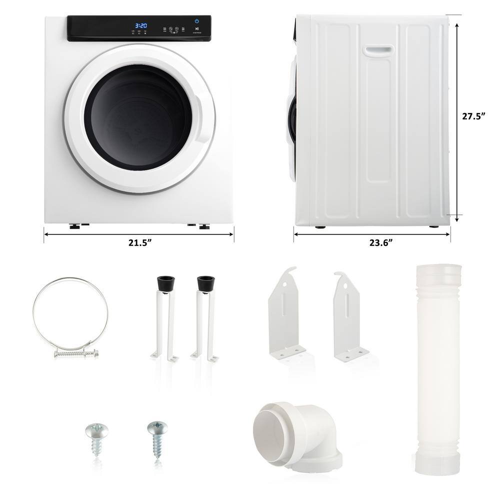 3.23 cu.ft. Compact vented Front Load Electric Laundry Dryer in White Compact Tumble Dryer with with Touch Screen Panel W-KFC-36